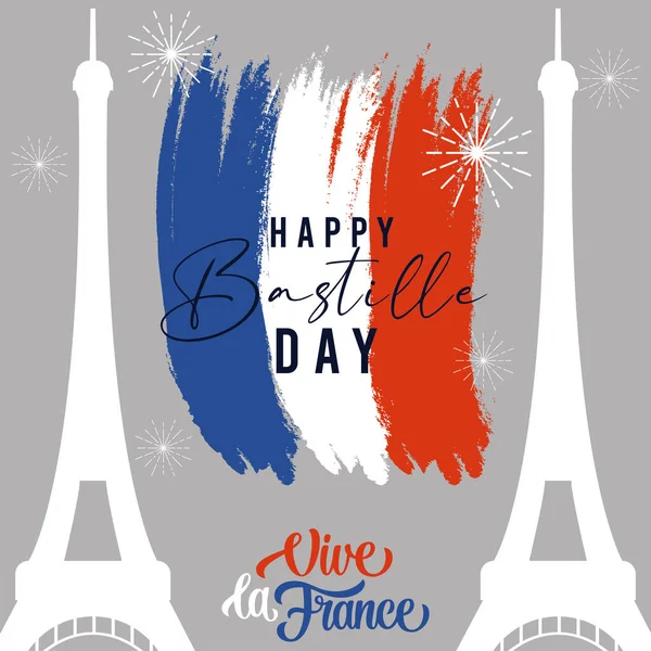 Шаблон Дня Цветной Бастилии Векторной Иллюстрацией Флага Франции — стоковый вектор