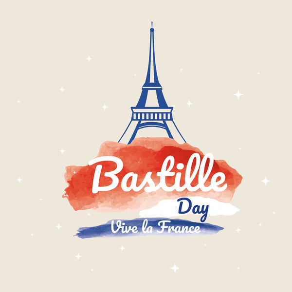 Színes Bastille Day Sablon Mérföldkő Francia Zászló Vektor Illusztrációval — Stock Vector