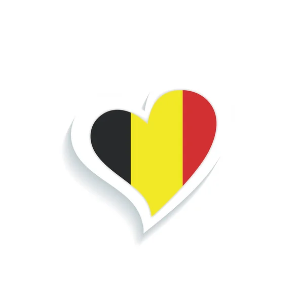 Izolovaný Tvar Srdce Vlajkou Belgie Vektorová Ilustrace — Stockový vektor