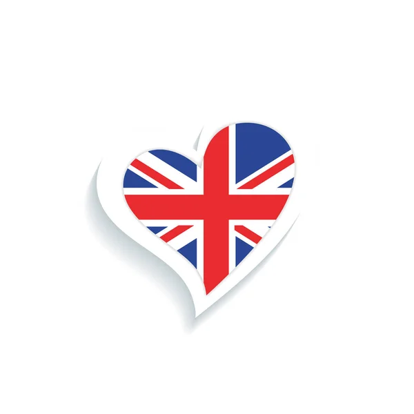 Forma Cuore Isolato Con Bandiera Del Regno Unito Illustrazione Vettoriale — Vettoriale Stock