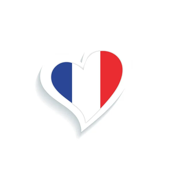 Izolovaný Tvar Srdce Vlajkou Francie Vektorové Ilustrace — Stockový vektor