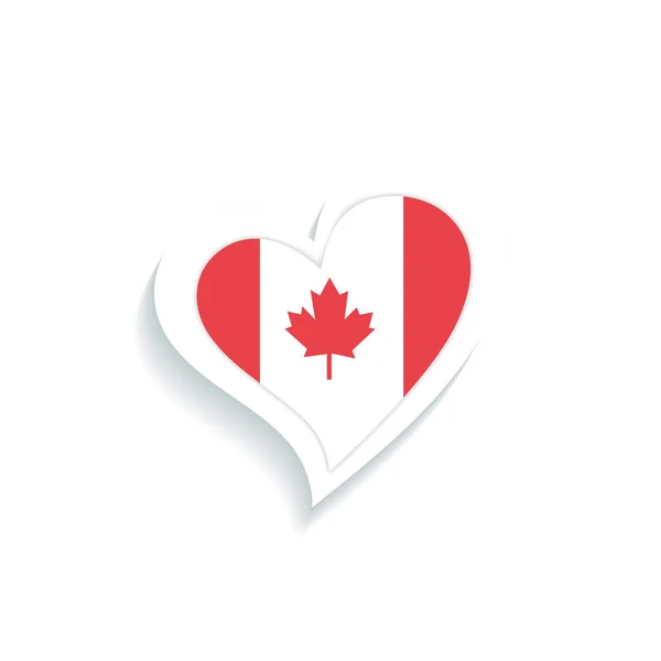 Forma Del Cuore Isolata Con Bandiera Canada — Vettoriale Stock
