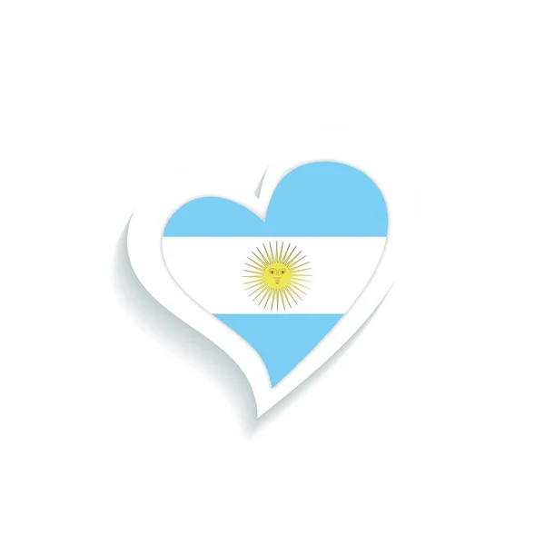アルゼンチンの旗と孤立したハート型ベクトルイラスト — ストックベクタ
