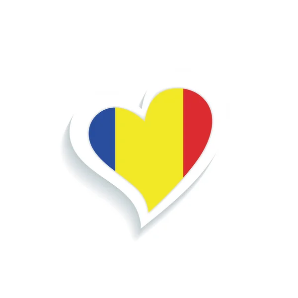 Izolovaný Tvar Srdce Vlajkou Rumunska Vektorová Ilustrace — Stockový vektor
