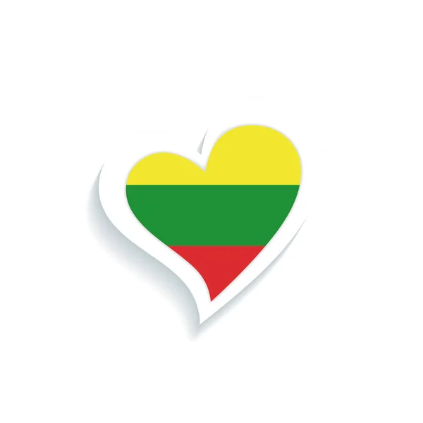 Izolovaný Tvar Srdce Vlajkou Litevského Vektoru — Stockový vektor