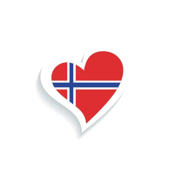 Forma Aislada Del Corazón Con Bandera Noruega Vector Illustration — Archivo Imágenes Vectoriales