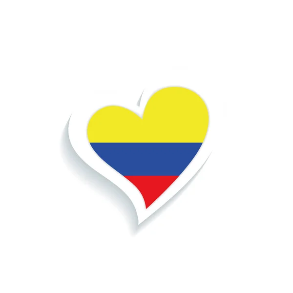 Forma Isolada Coração Com Bandeira Colômbia Ilustração Vetorial — Vetor de Stock