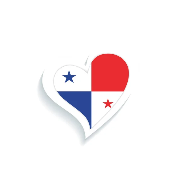 Panama Vektör Illüstrasyonunun Bayrağıyla Izole Edilmiş Kalp Şekli — Stok Vektör