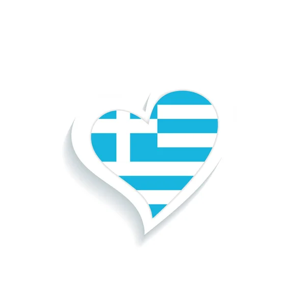 Forma Cuore Isolato Con Bandiera Della Grecia Illustrazione Vettoriale — Vettoriale Stock