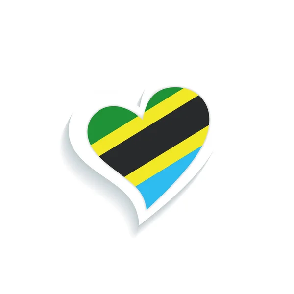 Μεμονωμένο Σχήμα Καρδιάς Σημαία Της Τανζανίας Διάνυσμα Εικονογράφηση — Διανυσματικό Αρχείο