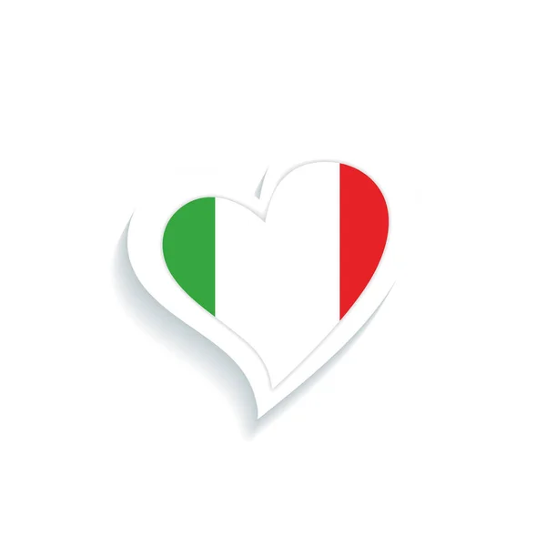 イタリアの国旗とハート型の分離図ベクトルイラスト — ストックベクタ