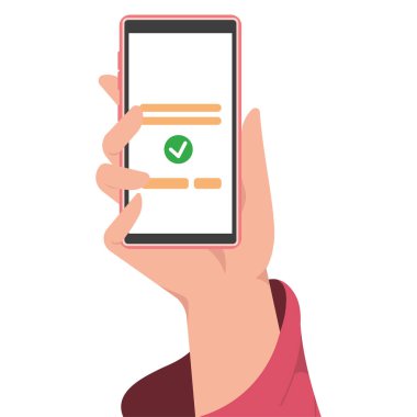 Uygulama Vektörü illüstrasyonlu akıllı telefonu tek başına tutan el.