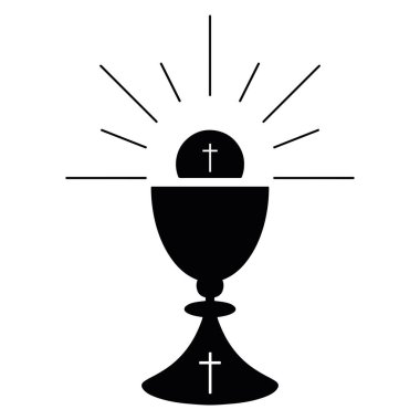 Kutsal Kase ikon Vektör illüstrasyonunun izole edilmiş silueti