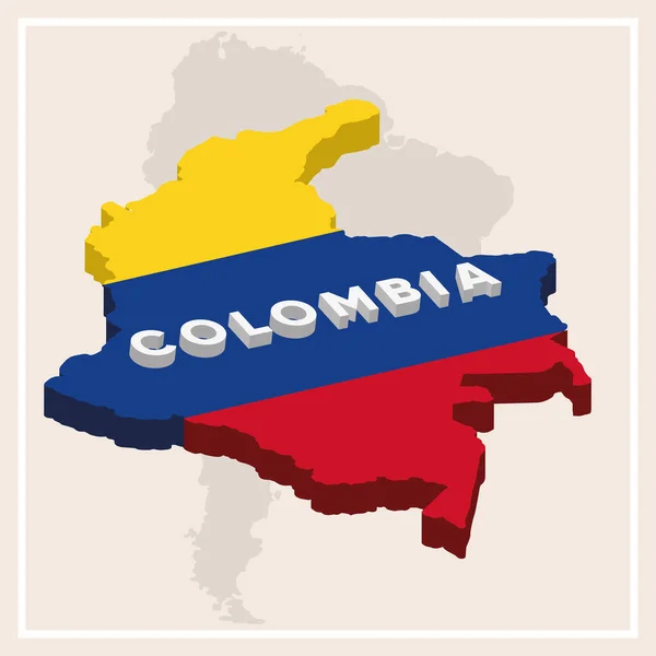 Mapa Aislado Colombia Con Bandera Colombia Plantilla Viaje Vector Illustration — Vector de stock
