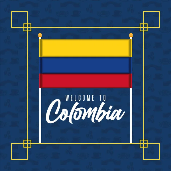 Stock vector Isolated flag of Colombia Welcome to colombia poster template Vector illustration