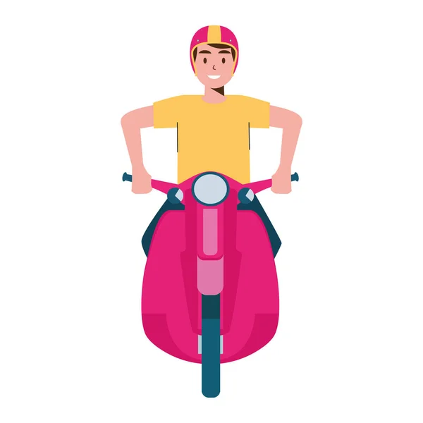 Izolovaná Dodávka Chlap Postava Motocyklu Vektorové Ilustrace — Stockový vektor