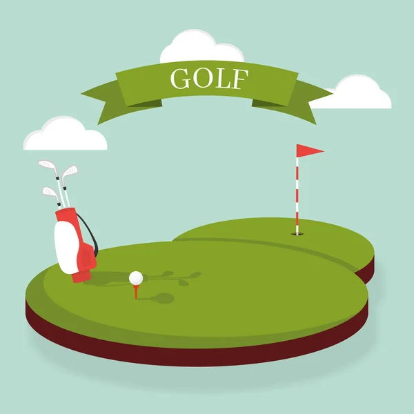 Färgade Golfklubba Mall Affisch Vektor Illustration — Stock vektor