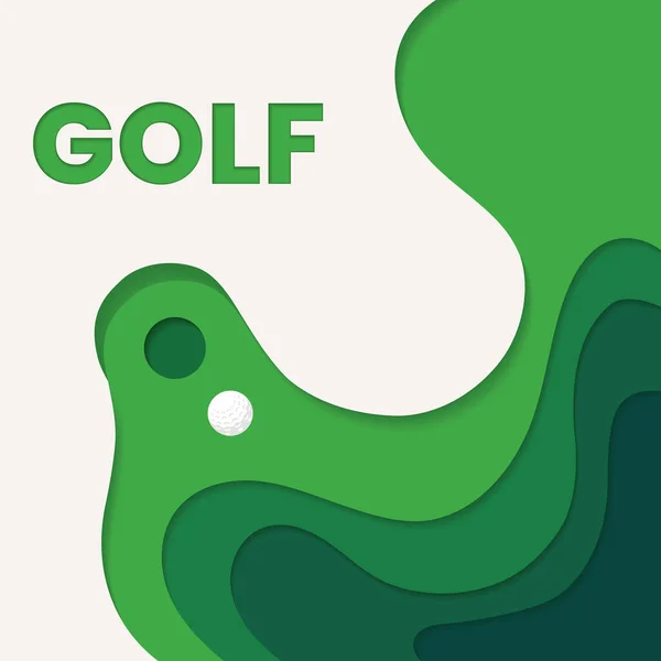 Ovanifrån Golf Fält Papper Konst Stil Vektor Illustration — Stock vektor