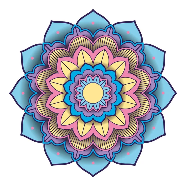 Isolado Colorido Mandala Lótus Flor Vetor Ilustração — Vetor de Stock