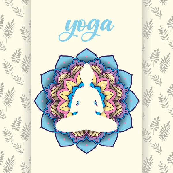 Tatlı Kız Silueti Yoga Şablonu Vektör Çizimi Yapıyor — Stok Vektör