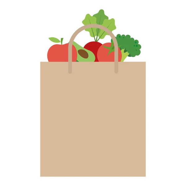 Isolated Grocery Store Bag Fruits Vegetables Vector Illustration — Stock Vector