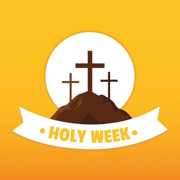 Barevný Plakát Svatý Týden Třemi Křížovými Symboly Vektorová Ilustrace — Stockový vektor