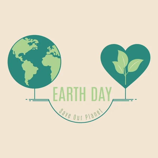 Planet Erde Verbunden Mit Herzform Glückliche Erde Tag Poster Vektor — Stockvektor