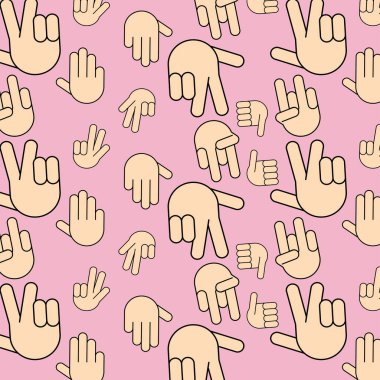 Elle hareket simgeleri Vektör illüstrasyonlu kusursuz desen arkaplanı