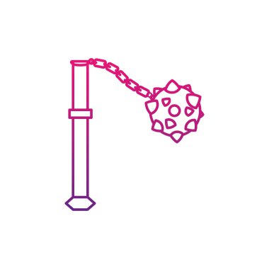 İzole edilmiş topuz silahı ortaçağ ikon vektör illüstrasyonu