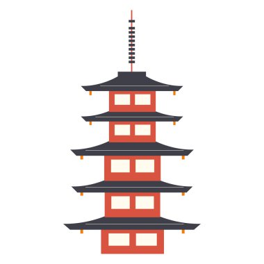 İzole edilmiş geleneksel Japon ahşap kulesi vektör çizimi
