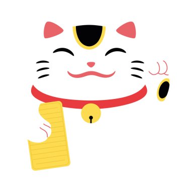 İzole edilmiş Japon geleneksel kedi ikonu Vektör illüstrasyonu