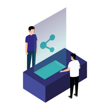 Paylaşımlı bağlantı simgesi olan izole kişi Vektör illüstrasyonuName