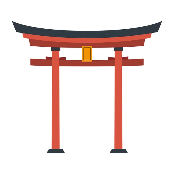 Isolierte Traditionelle Japanische Schrein Wahrzeichen Vector Illustration — Stockvektor