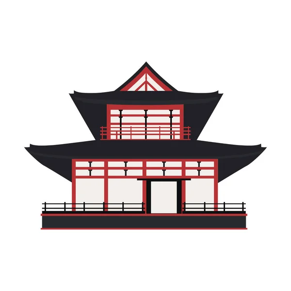 日本の伝統的な木造建築のランドマークベクトル図 — ストックベクタ