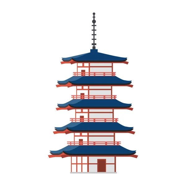 Ізольована Традиційна Японська Дерев Яна Вежа Векторні Ілюстрації — стоковий вектор