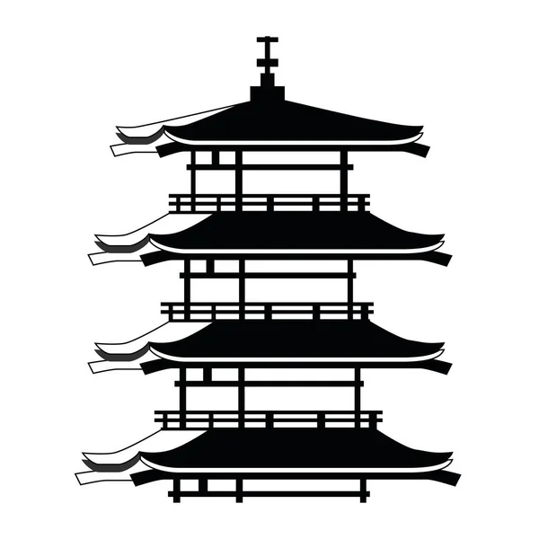 Isolerad Traditionell Japansk Trä Torn Landmärke Vektor Illustration — Stock vektor