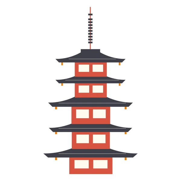 Ізольована Традиційна Японська Дерев Яна Вежа Векторні Ілюстрації — стоковий вектор