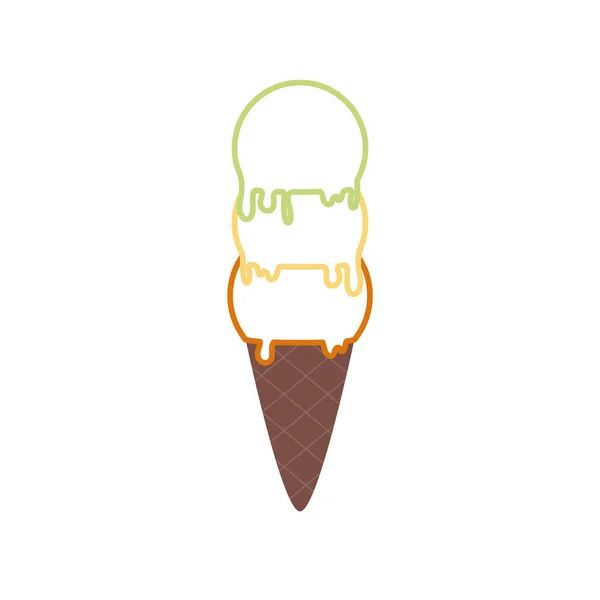 Icône Contour Crème Glacée Colorée Isolée Illustration Vectorielle — Image vectorielle