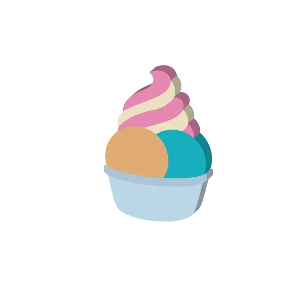 孤立的彩色3D冰淇淋图标矢量插图 — 图库矢量图片