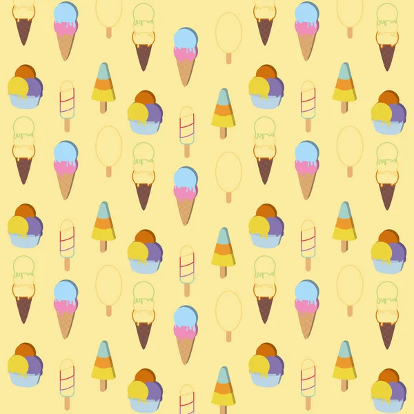Colored Seamless Pattern Background Ice Cream Icons Vector Illustration — Stock Vector