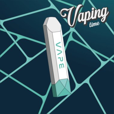 Renkli buhar zamanı konsepti elektronik sigara taşıyıcı illüstrasyonu