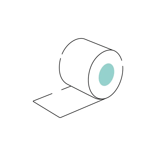 Ilustrasi Vektor Ikon Kertas Toilet Monokrom Yang Terisolasi - Stok Vektor
