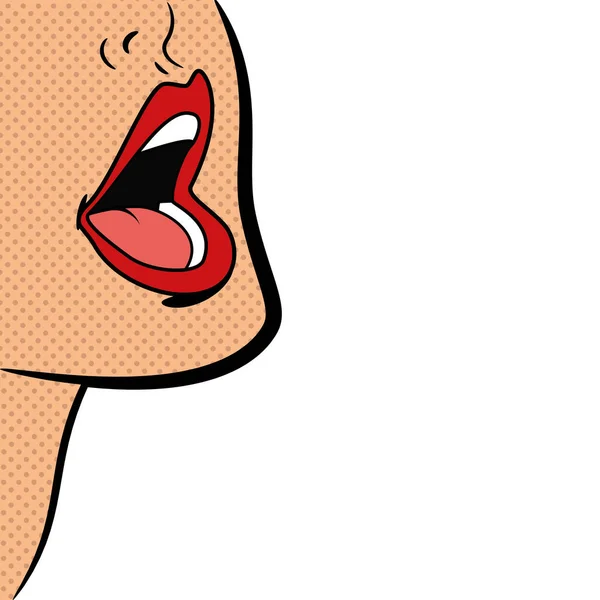Изолированные Милые Сексуальные Женские Губы Поп Арт Стиль Векторная Иллюстрация — стоковый вектор