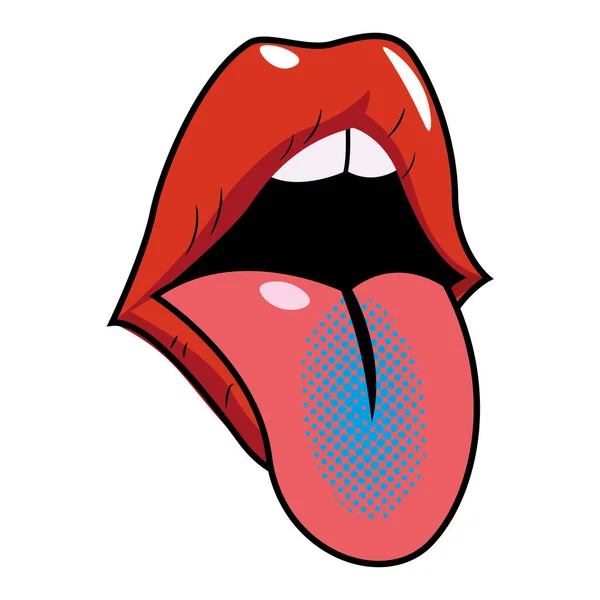 Isolierte Niedliche Sexy Mädchen Lippen Pop Art Stil Vector Illustration — Stockvektor