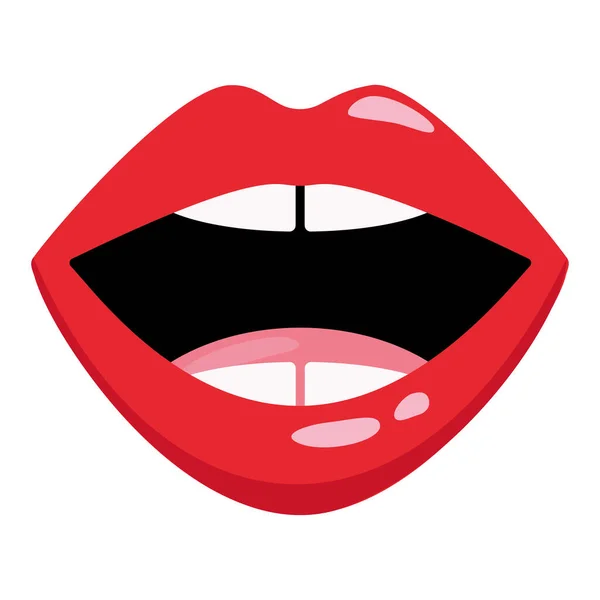 孤立したかわいいセクシーな女の子の唇ポップアートスタイルベクトルイラスト — ストックベクタ
