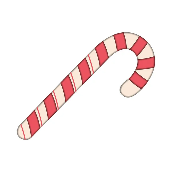 Isolated Colored Candy Cane Icon Paper Art Style Vector Illustration — Stock Vector