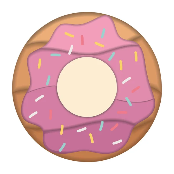 Isolierte Farbige Donut Süßigkeiten Ikone Paper Art Stil Vector Illustration — Stockvektor