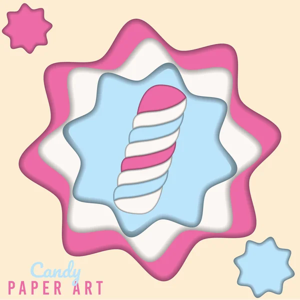 Fond Art Papier Bonbon Coloré Avec Une Illustration Vectorielle Guimauve — Image vectorielle