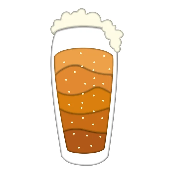 Copa Cerveza Color Aislado Con Espuma Estilo Arte Papel Ilustración — Vector de stock