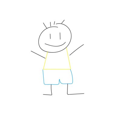 İzole edilmiş siyahi, tatlı çocuk. Vektör çizimi.